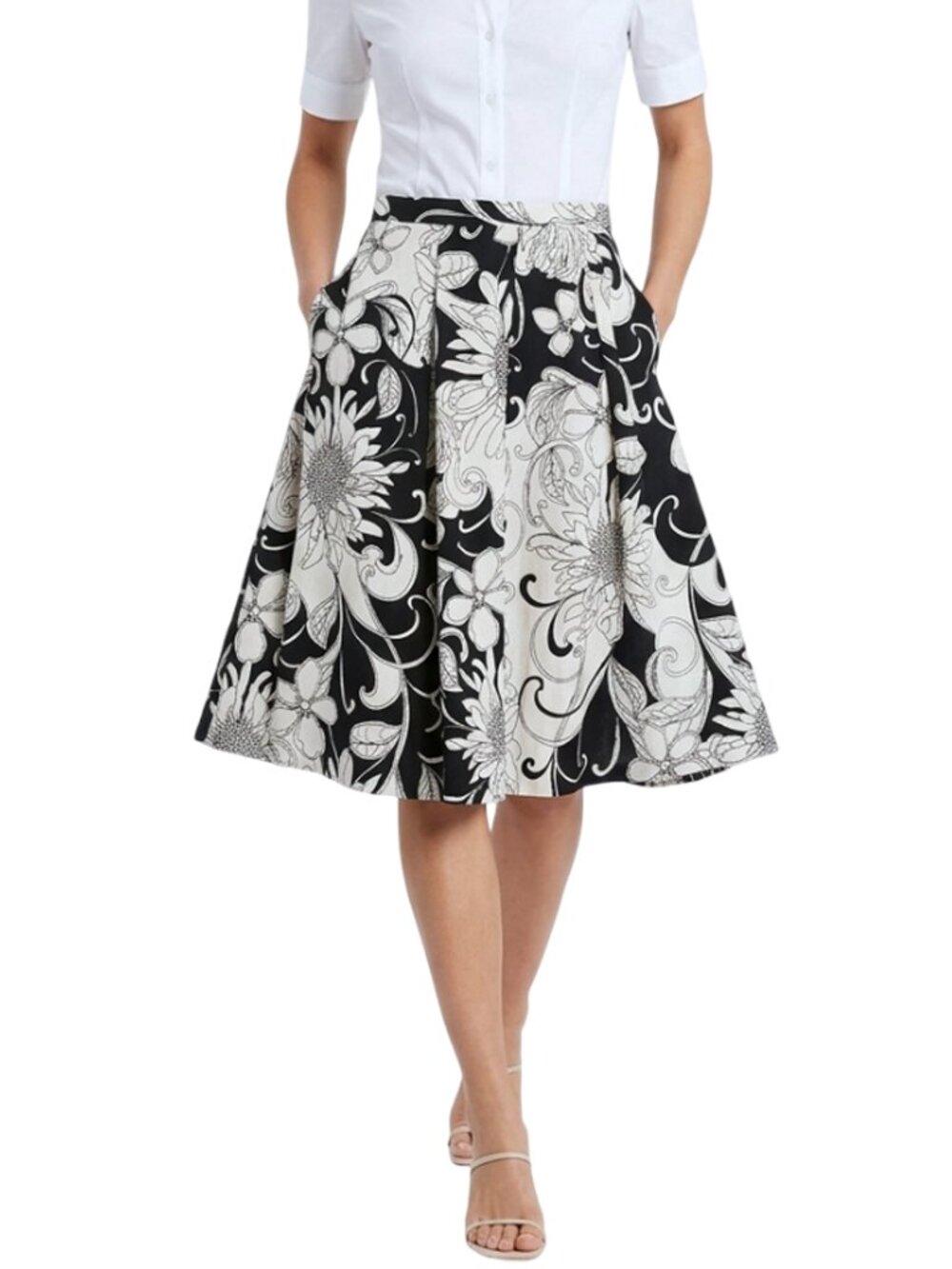 Trina Turk Millan Skirt Rayon Blend Floral Tulle Crinoline & Lace Slip Pockets